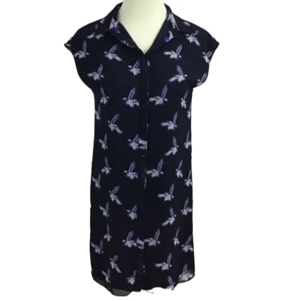Zara Eagle Print Shirt Dress Button Down